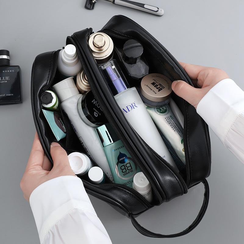 Multi Pockets PU Toiletry Bag for Women Men Travel Essentials Makeup Bags Waterproof Hanging Bag Cosmetic Washing Organizer Bag