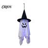 Halloween Yard Art for Decoration Hanging Ghost Decor with Wizard Hat, LED Light Up Colorful Lights Patio Windsock Porch Yard, Outdoor Spooky