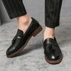 Fashion English Style Brown Leather Shoes Men's Loafers Retro Tassel Leather Shoes Brown Classic Business Office Dress Loafers Big Size