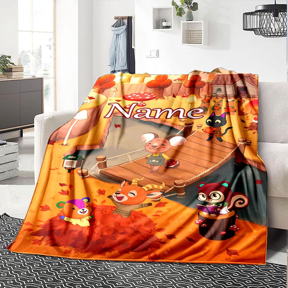 Customiz Name Personality Animal Crossing (2) Blanket Soft &Warm Sofa Office Bed Travel Lunch Break Blanket, Gift Suitable for All Seasons