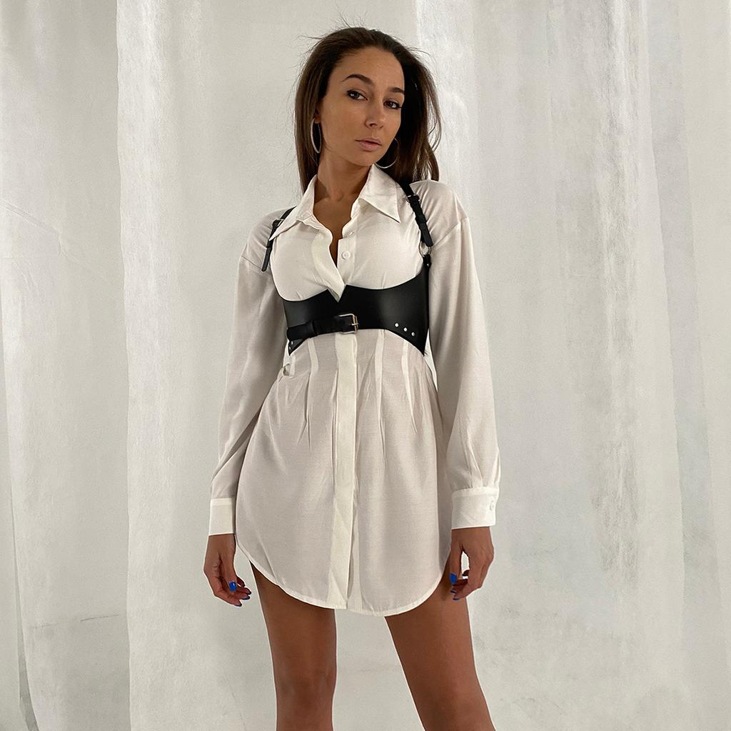 Women Wide Belt Gothic PU Leather Underbust Corset Crop Top Solid Color Adjustable Vest Waist Belt Clothing Accessories