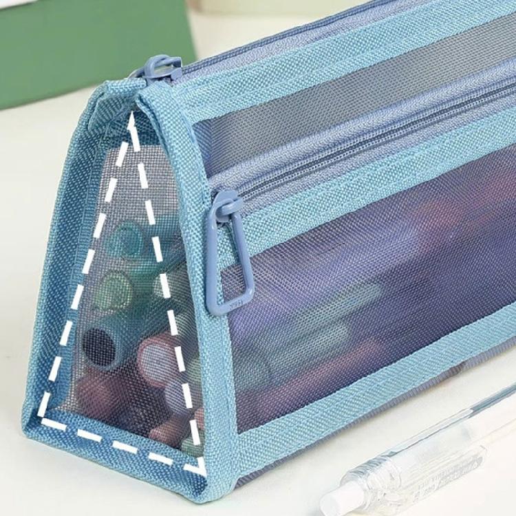 Double Layers Mesh Pencil Bag Large Capacity Pencil Case Pen Case Mesh Bag Clear Pen Bag Pencil Organisers