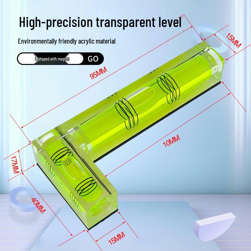 9YW Прозрачный Прямоугольный Высокоточный Магнитный Т-образный Уровень 95*51*13MM