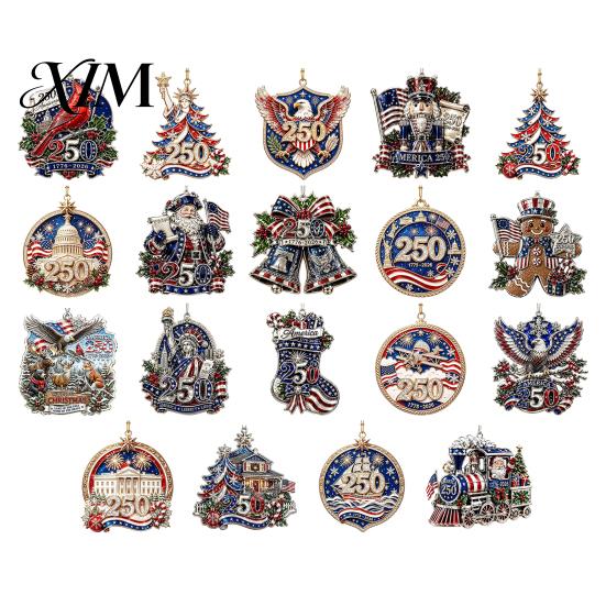 Car Window Patriotic Hanging Decor 250 Anniversary USA Christmas Ornament, United States 1776-2026 250th Ornaments Keepsake, Acrylic Holiday