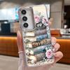 Vintage Flower Print Case For Samsung S26 S25 Ultra S24 Plus S23 S22 S21 FE A54 A55 A16 A36 A56 A17 A37 A57 5G Plating Lens Clear Soft Cover