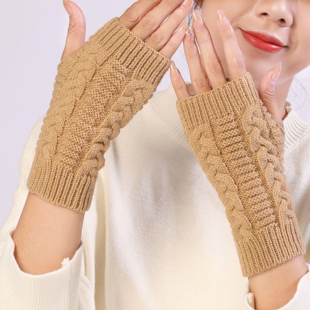 Outdoor Riding Mittens Knitted Gloves Fingerless Half Finger Gloves Fashion Wool Gloves  Winter