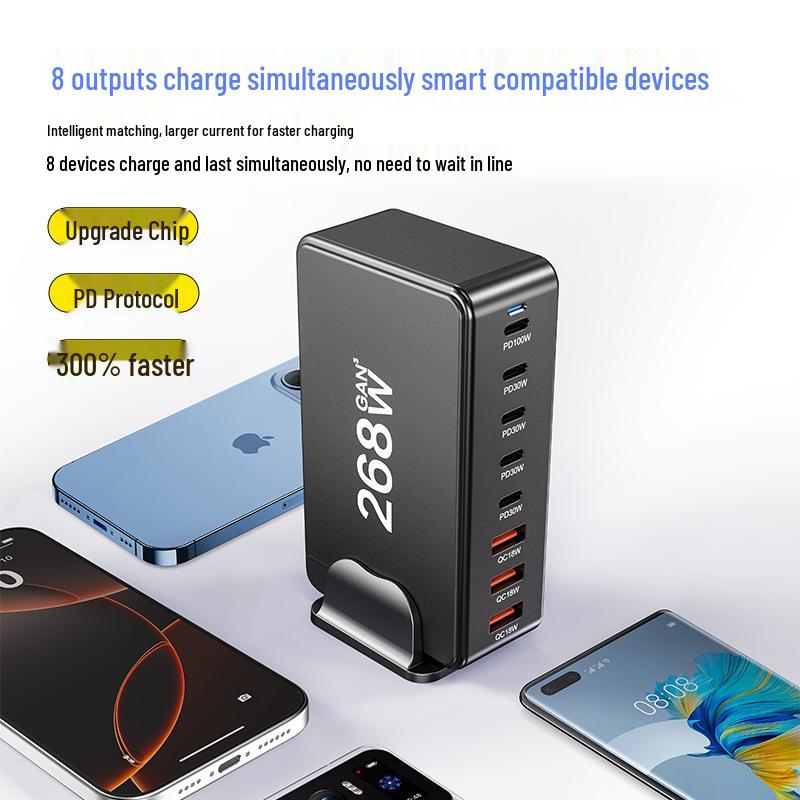 240W Multi-Port GaN Charger for Phones, Tablets, Laptops, Desktops - 20V/5A Universal Charging