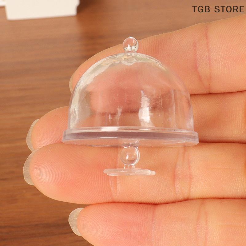 1Pc Transparent W/Cover Dessert Display Rack Miniature Cake Tray Dollhouse Kitchen Model Decor Toy Doll House Accessories