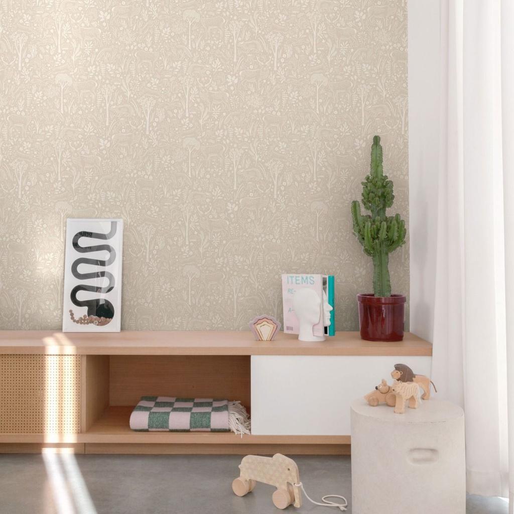 Grandeco Woodland Animals Vinyl Textured Wallpaper