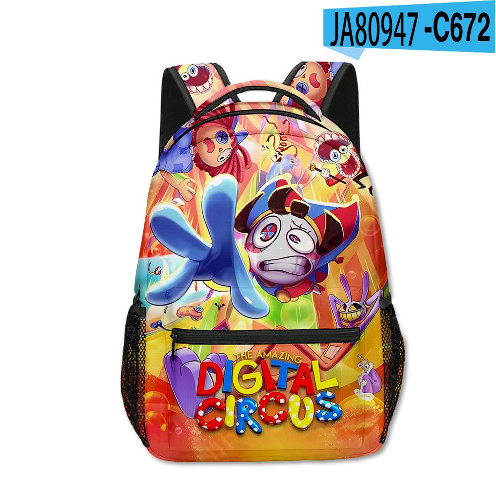 Magic Digital Circus School Bag Elementary And Secondary School Backpack Cartoon Children'S Backpack Men'S And Women'S Casual Backpack Full Print
