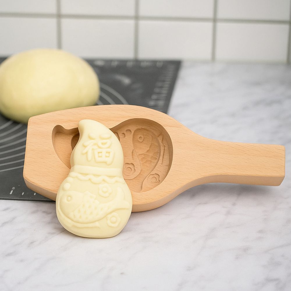 Carved Wood Baozi Mold 3D Steamed Stuffed Bun Tool Multifunctional Steamed Bread Mold  Kitchen