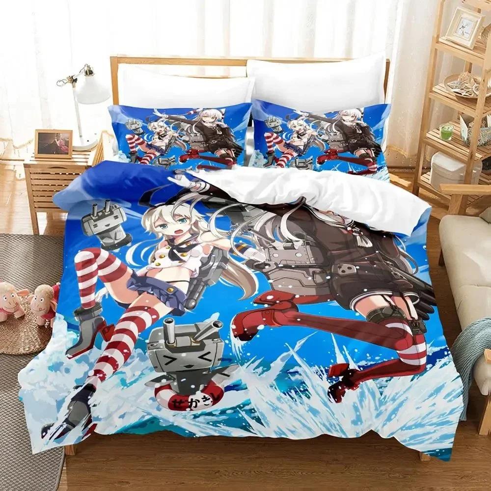 3D Anime Kantai Collection Bedding Set Boys Girls Twin Queen Size Duvet Cover Pillowcase Bed Kids Adult Fashion Home Textiles