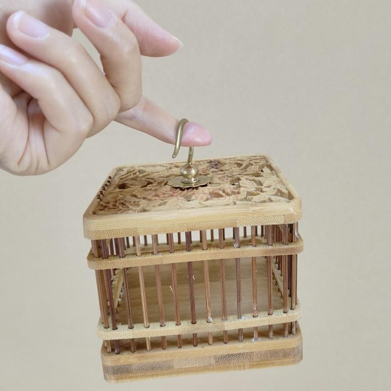 Relief Grasshopper Cage Boutique Cricket Raising Package Small Cricket High End Redwood Bamboo Weaving Bamboo Cage