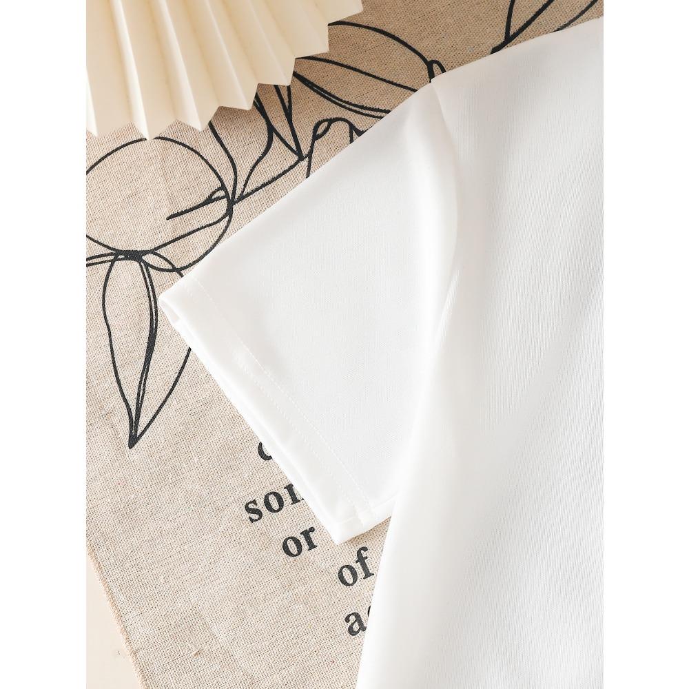 Girls K-POP Idol Group Print Short Sleeve T-Shirt Cute Cartoon Graphic Tee Kids Summer Casual Top