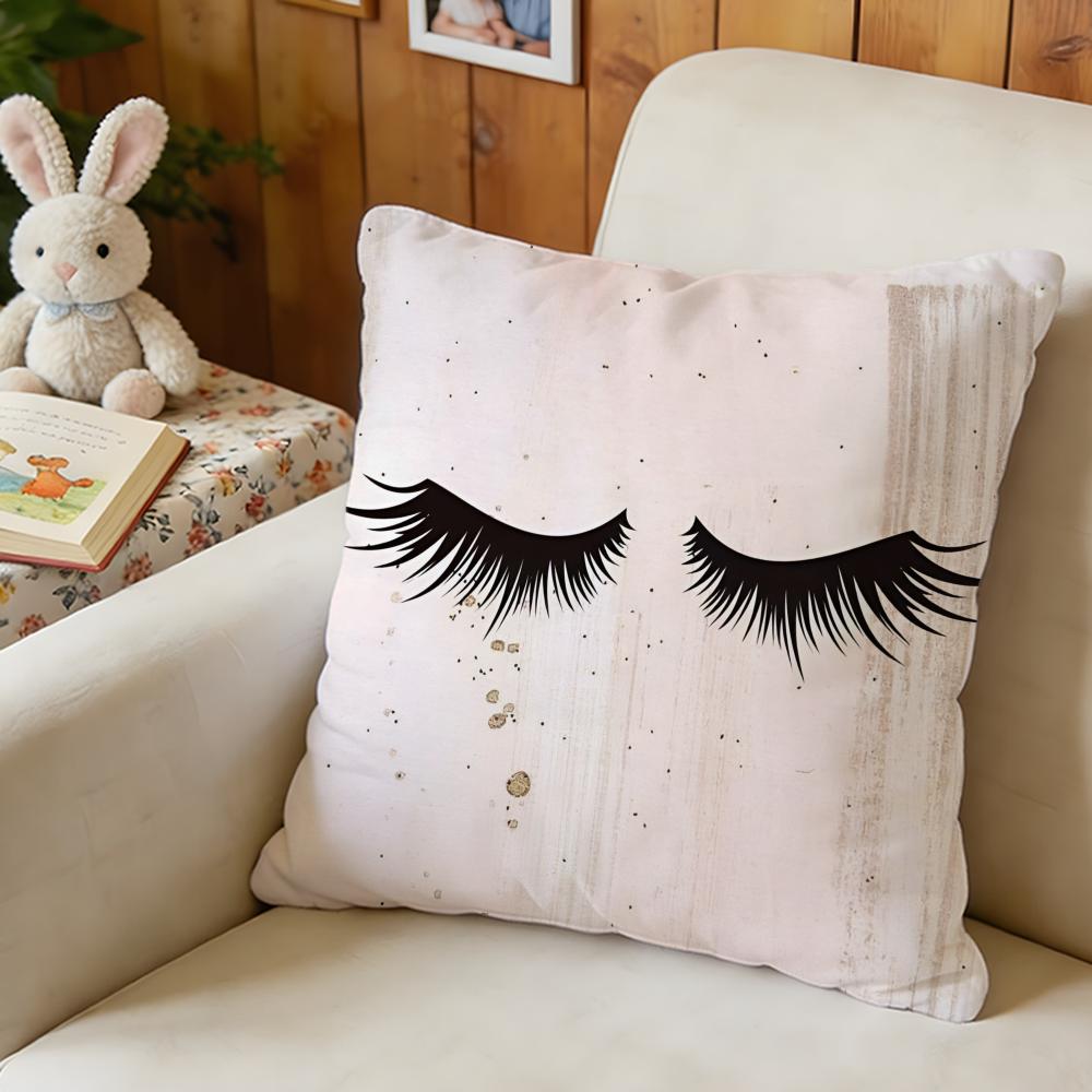 Cushion Cover Short Plush Throw Pillow Soft Washable Sofa Bed Office Cushion Beauty Makeup Eyelash
