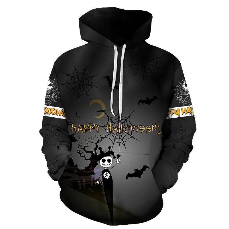Autumn 3D Horror Pattern Printed Hoodies Fashionable Casual Sports Long Sleeved Men's Hooded Sweatshirts