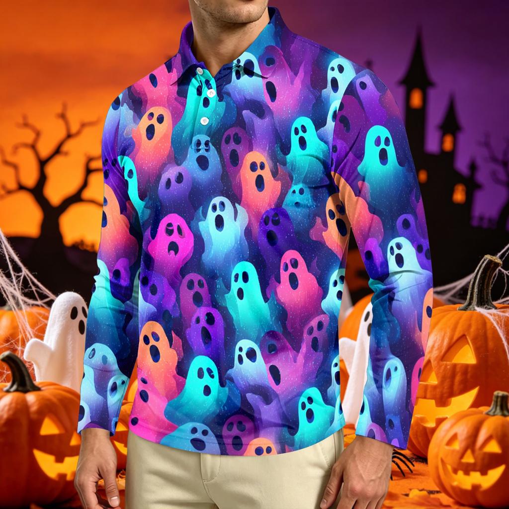 Men's Long Sleeve Printed T-Shirt Casual Neck Top for Everyday Wear