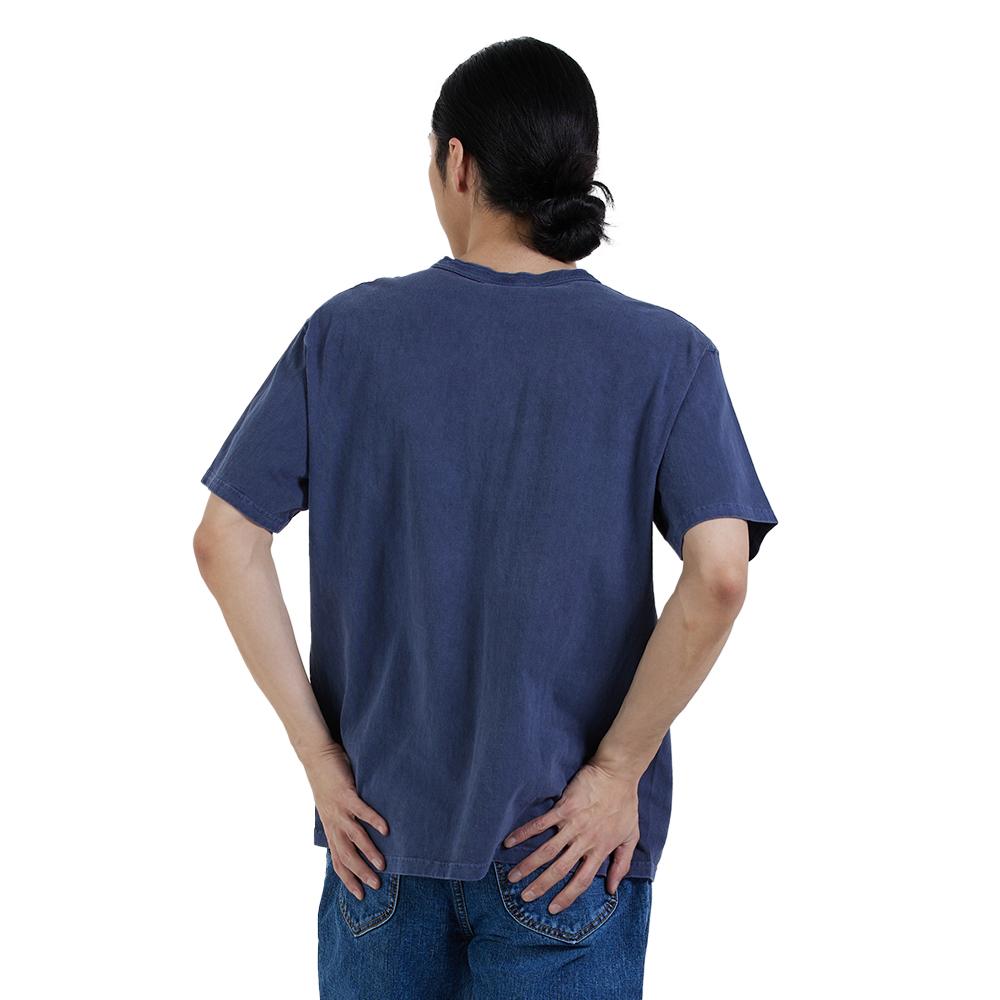 Guson Henley Neck Short Sleeve T-Shirt - Pigment Navy