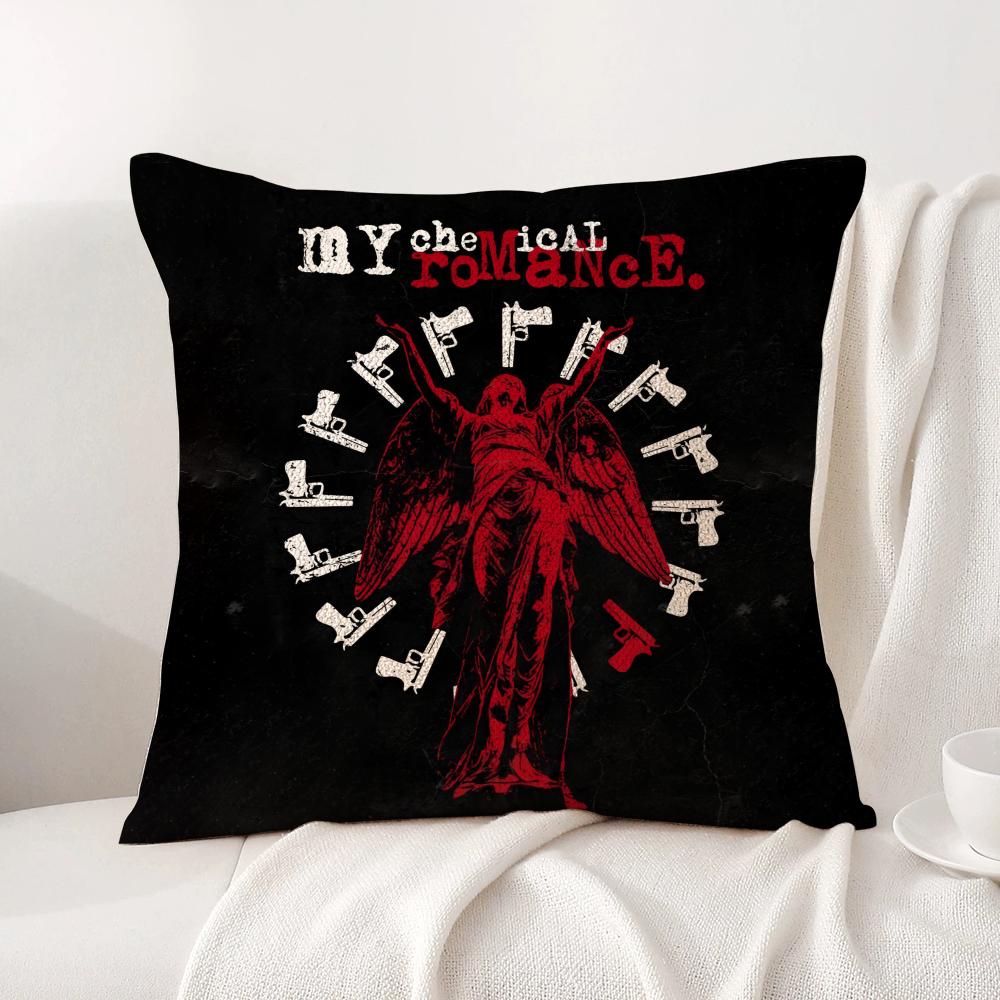 Hot Rock My Chemical Romance Band Cushion Cover Linen Fabric Double-Sided Printing Breathable Pillow Case Sofa Home Decor