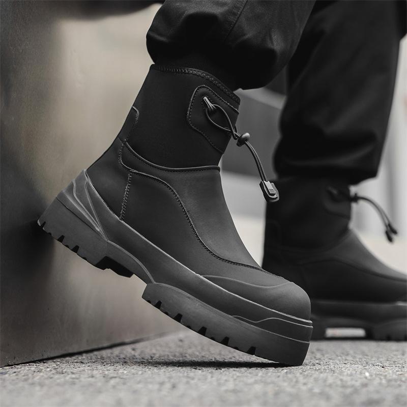 Martin boots men's 2025 new retro high-top heightening thick-soled outdoor function wind elastic boots 4722-J