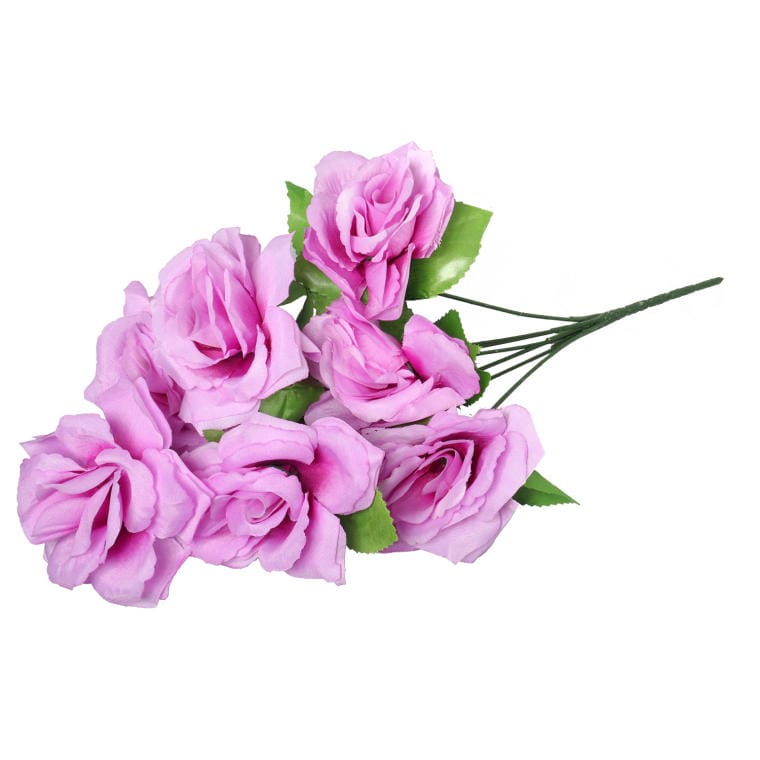 Bouquet of 7 Pink Roses, 44cm In Size and 10cm In Diameter