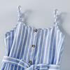 Summer New Girls Striped Dress Single Breasted Sleeveless Suspender Dress Children's Clothing
