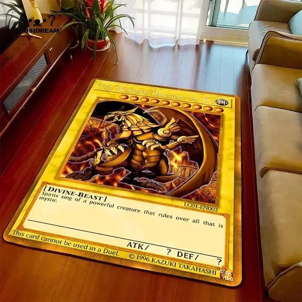 Yu-Gi-Oh Blauer Weißer Drache Anime Rutschfester Teppich Cartoon Bodenmatte für Wohnzimmer Schlafzimmer Dekorativer Bereichsteppich Perfektes Geschenk