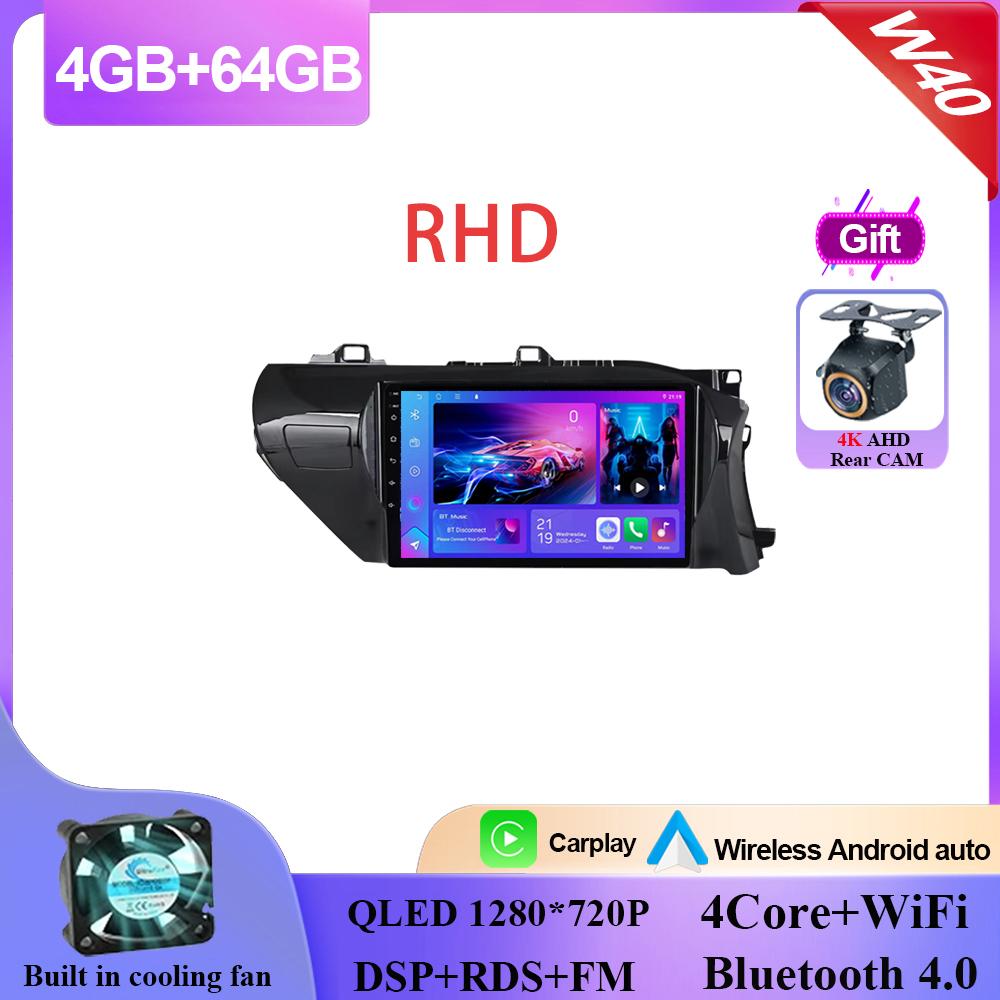 For Toyota Hilux 2015-2020 Multimedia Head Unit Car Player Android GPS Carplay Auto 4G Car BT No 2din DVD Navigation Radio Video