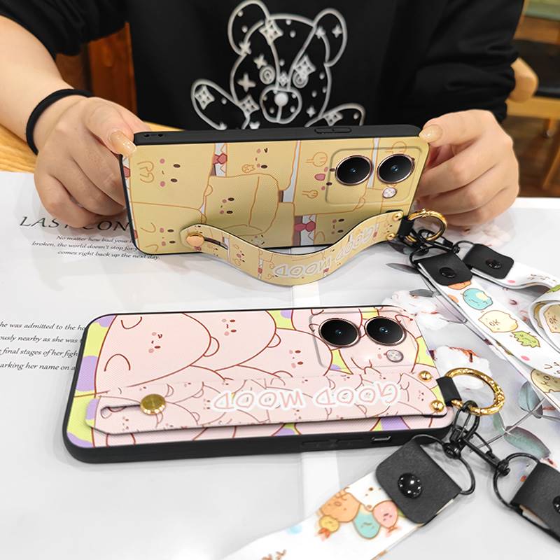 Back Cover Kickstand Phone Case For Realme P3 Ultra 5G Dirt-resistant Durable Cute Wristband Fashion Design Protective