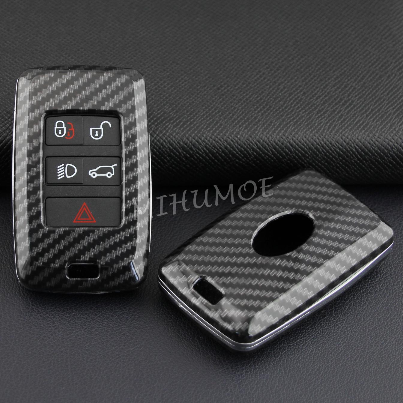 

Carbon Fiber Car Key Fob Cover Chain Case For Land Range Rover Sport Evoque Defender 90 110 130 Discovery Velar Jaguar XF F-PACE