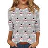Spring and Autumn Round Neck Christmas Themed Pattern 3D Printed Top Fashionable Casual Long Sleeved Women's T-shirts