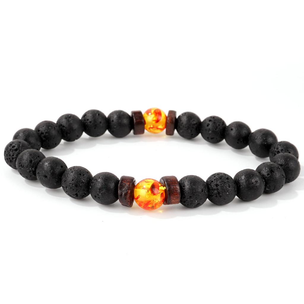 Popular Coconut Chip Volcanic Stone Bracelet Imitation Obsidian Yoga Energy Black Glitter Stone Bracelet