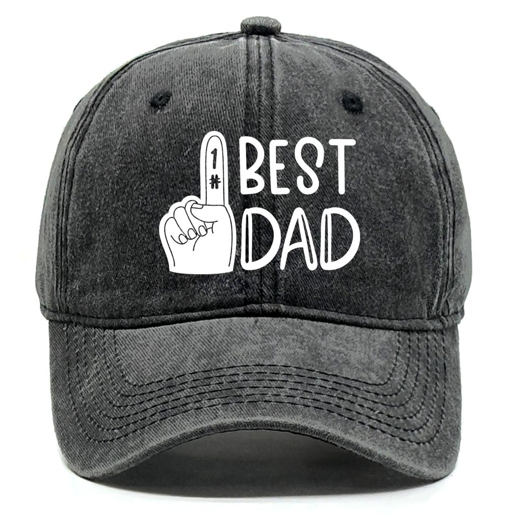 White Palm "1# BEST DAD" Printed Baseball Cap Adjustable Fashion Baseball Hat Solid Color All Season Sun Hat For Casual Wear