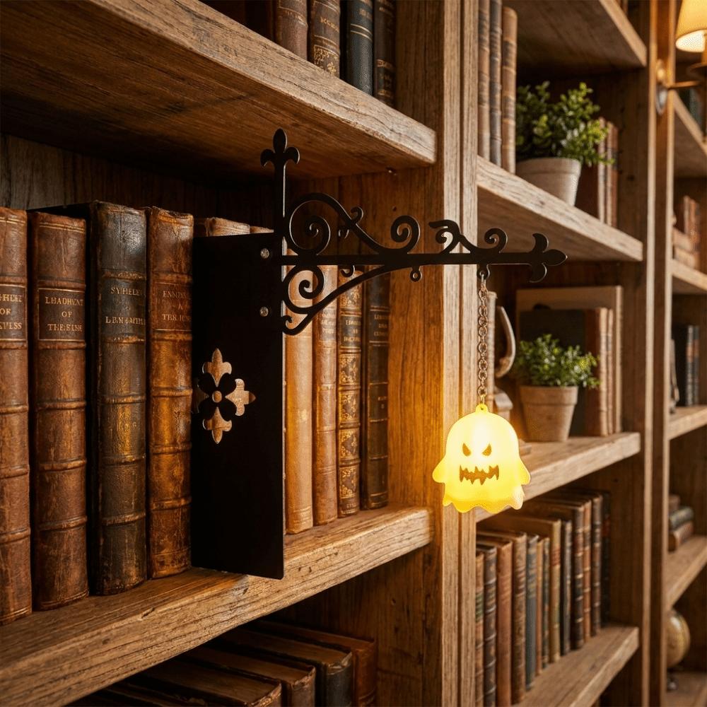 Metal Bookshelf Lantern Light Warm Yellow Bookshelf Ghost Light Library Reading Lamp Reading