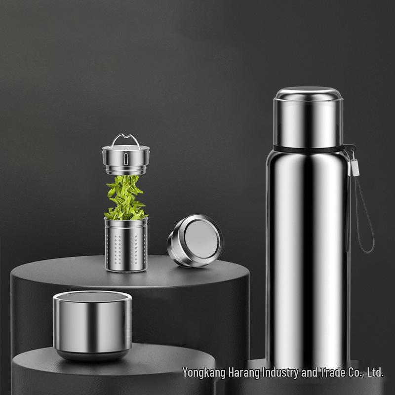 316 Stainless Steel Insulated Water Bottle with Double Lids & Tea Infuser for Outdoor Use