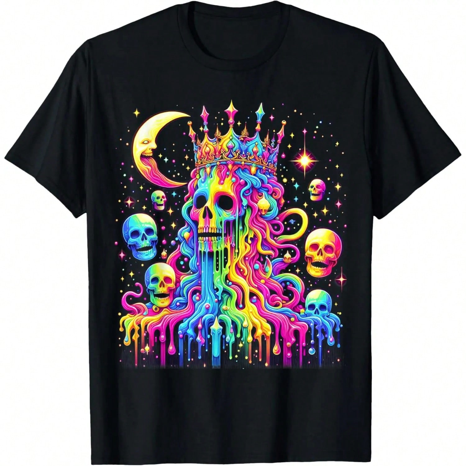 Rainbow Melting Skull Tee -  Hippie Rave T-Shirt S разноцветный