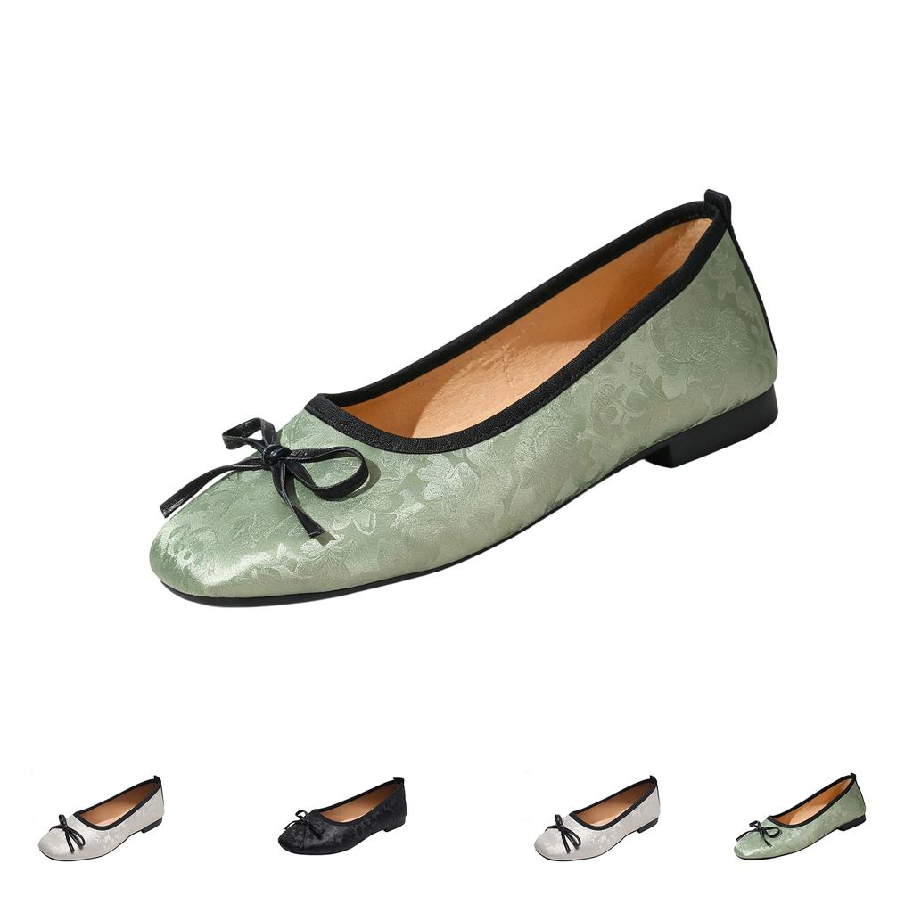Women's Vintage Square Toe Flats with - Flat Shoes for Everyday Wear