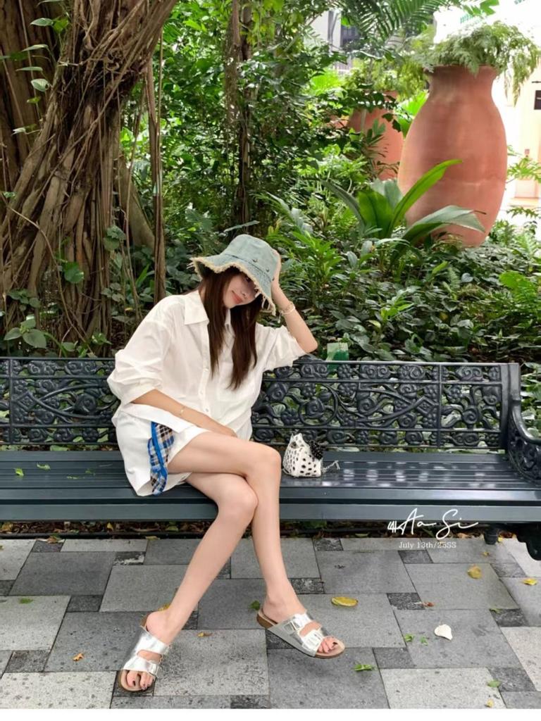 Korean V-Neck Puff Sleeve Shirt - Women's Early Autumn Loose Waist-Cinched Top