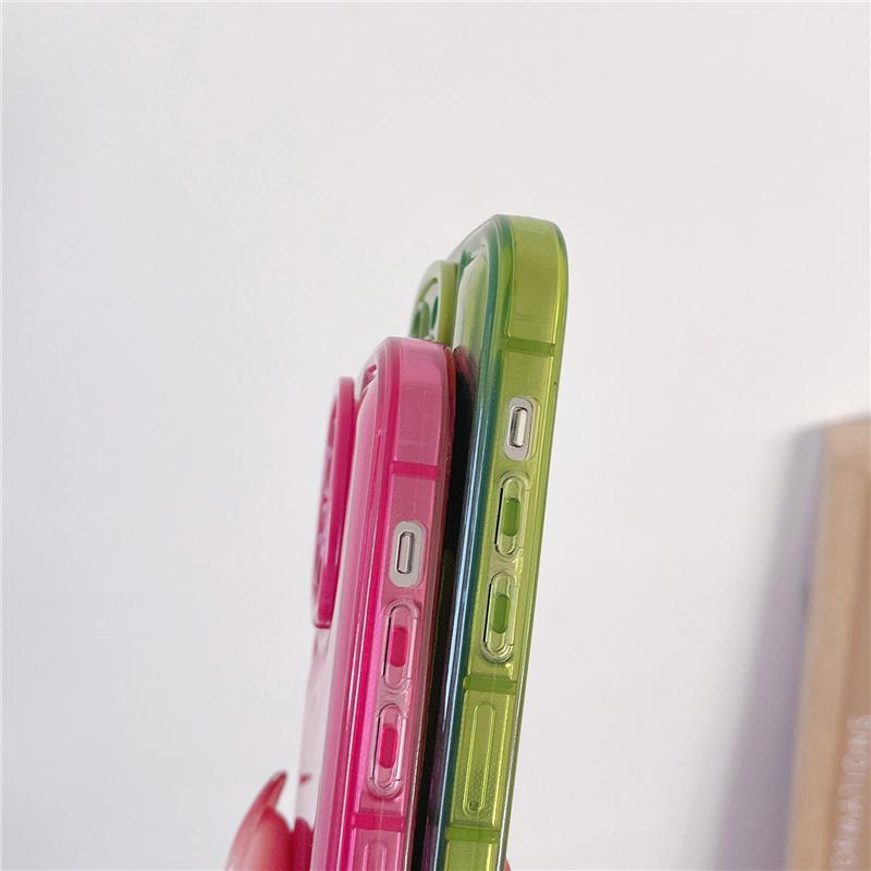 Invisible Folding Lens Bracket Holder Phone Case For iPhone 13 11 12 Pro Max 15 14 Plus Cute Candy Color Shockproof Bumper Cover