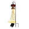 Christmas Ornament Garden Accents Solar Powered Light, Outdoor Metal Stake Snowman Bell Pendant Lamps Star Snowflake Waterfall String Lamp,