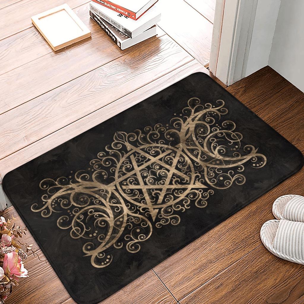 Triple Moon Goddess Doormat Mat Anti-Slip Pentagram Pagan Wiccan Kitchen Bath Balcony Rug Carpet 40*60cm