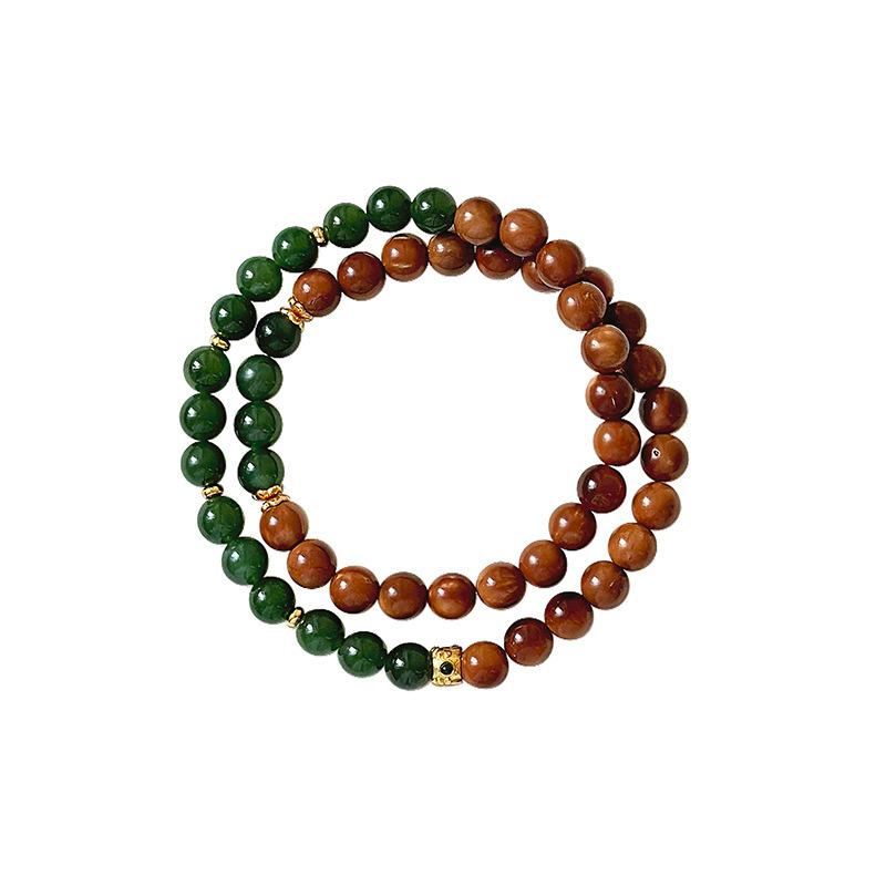 Natural stone crystal geometric beaded bracelet retro high-end bracelet women's niche light luxury versatile jewelry