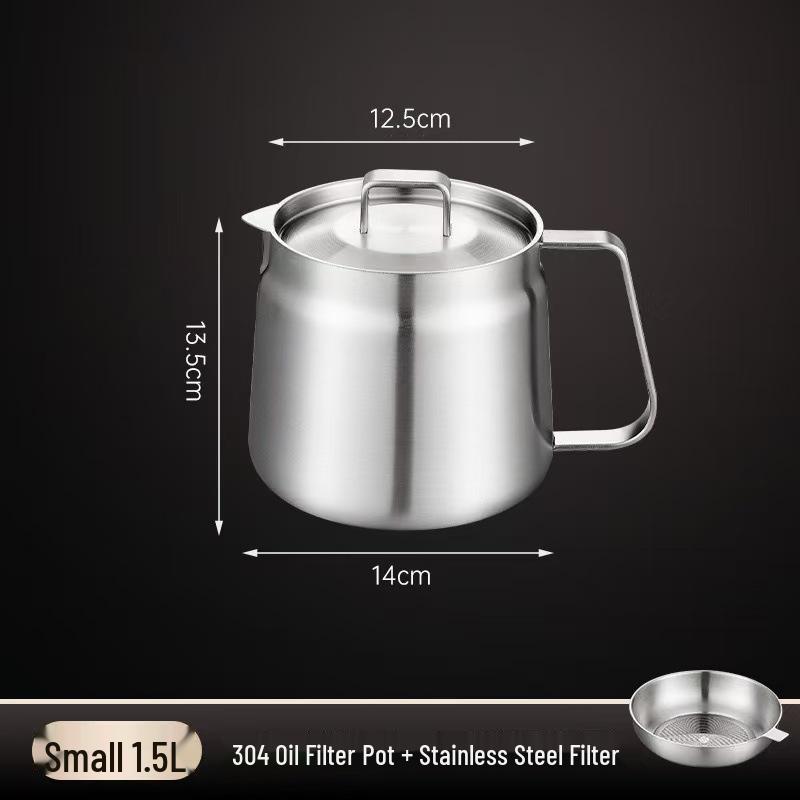 Stainless Steel 304 Oil Filter Pot for Kitchen - Frying Pot with Separate Oil and Dregs Storage.