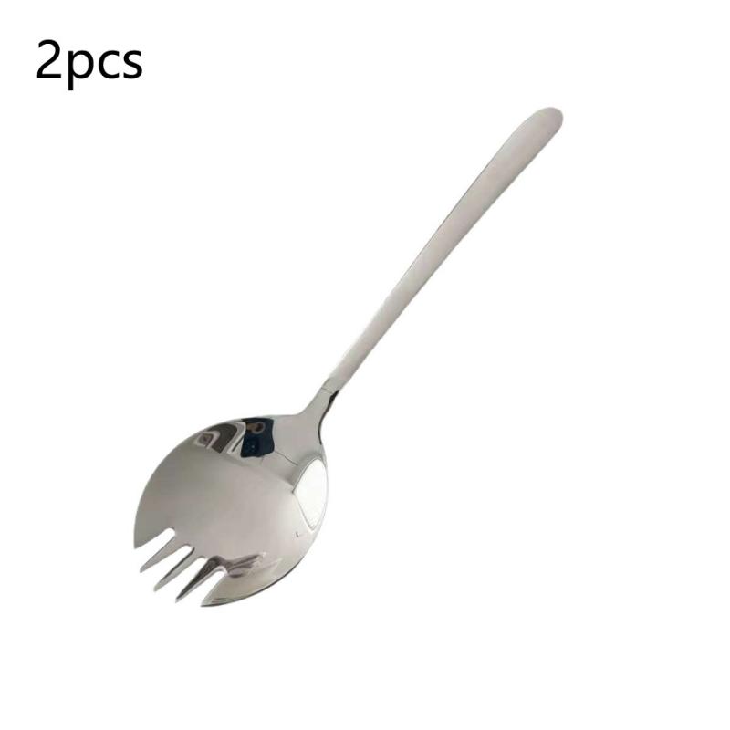 2/4/6Pcs Stainless Steel Salad Spoon Creative Spoon Fork Pasta Fork Instant Noodle Spoon Watermelon Spoon Cake Dessert Fork