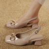 Foreign style outer wear solid color sandals 2025 summer one-word buckle with skirt single shoes thick heel non-slip fashion shoes foreign trade