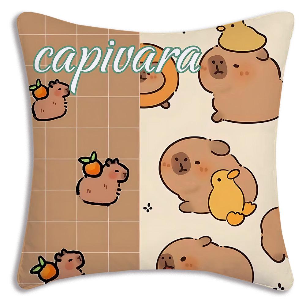 Cute animal C-Capybaras Pillow Covers Cartoon Sofa Decorative Home Double-sided Printing Short Plush Cute Cushion Cover