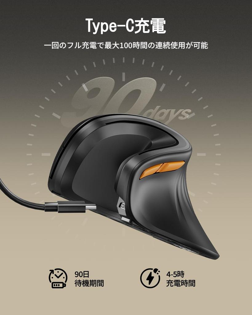 ProtoArc Ergonomic Wireless Mouse, 58° Vertical Position, Quiet Operation, 2.4G & Bluetooth Switchable, 3-Device Connection, 100016002400 DPI,