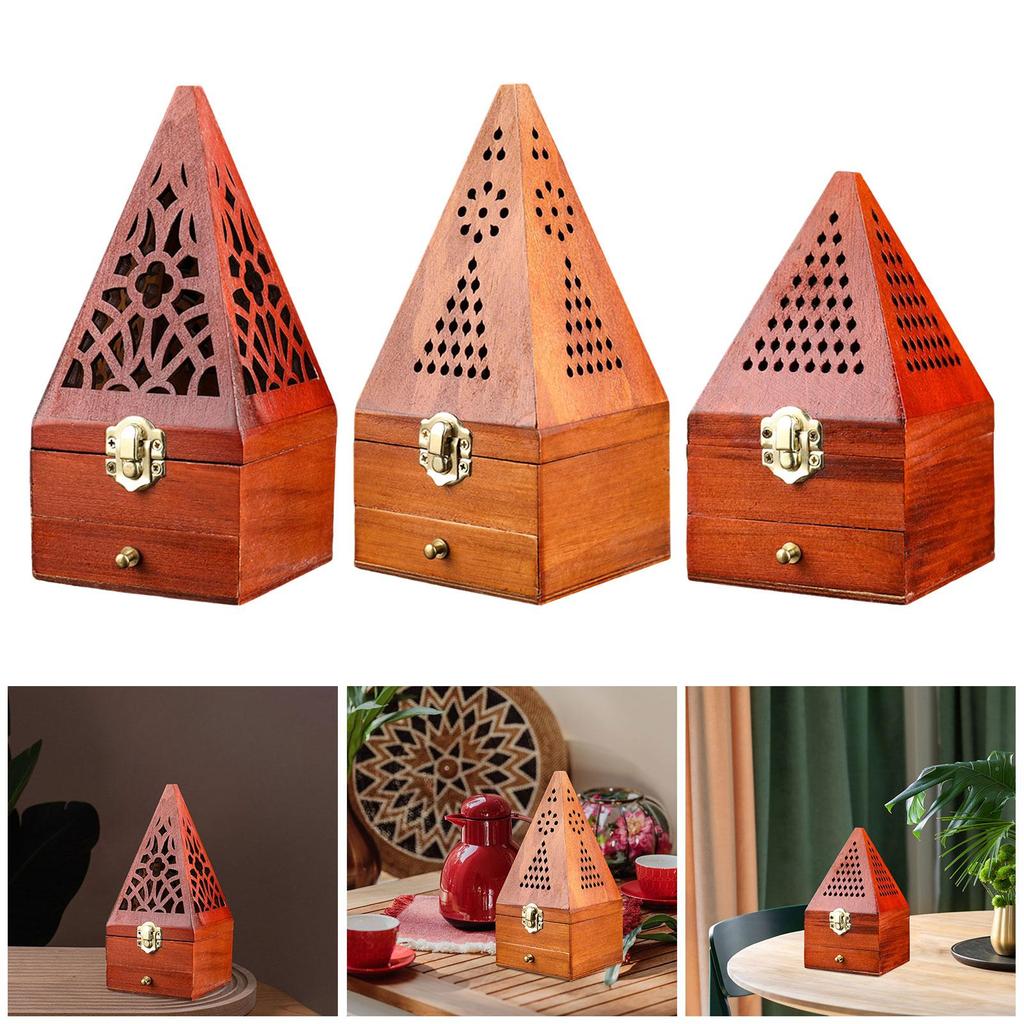 Kegel Räucherstäbchenhalter Pyramide Aschenfänger Holz Räucherstäbchen Brenner Box Räucherkästchen für Yoga Einweihung Meditation Schlafzimmer Hotel