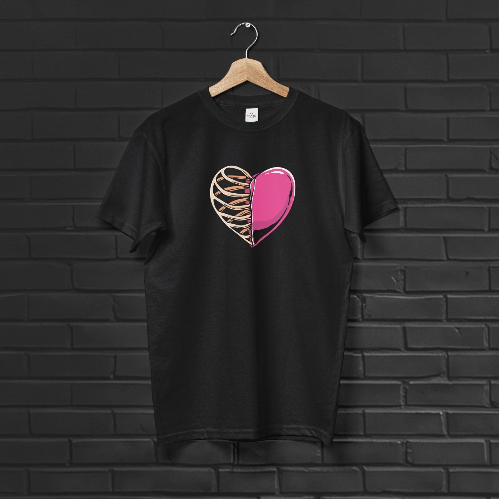 Skeleton Heart Anime Casual T-Shirt, Valentine s Day Gift Tee for Couple 2XL