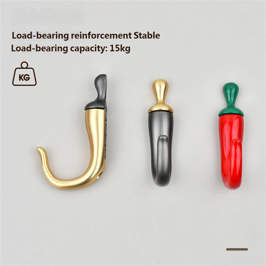 Practical Chili Wall Mount Hook For Keys Jackets Hats Storage Zinc Alloy Decorative Practical Hanger For Home